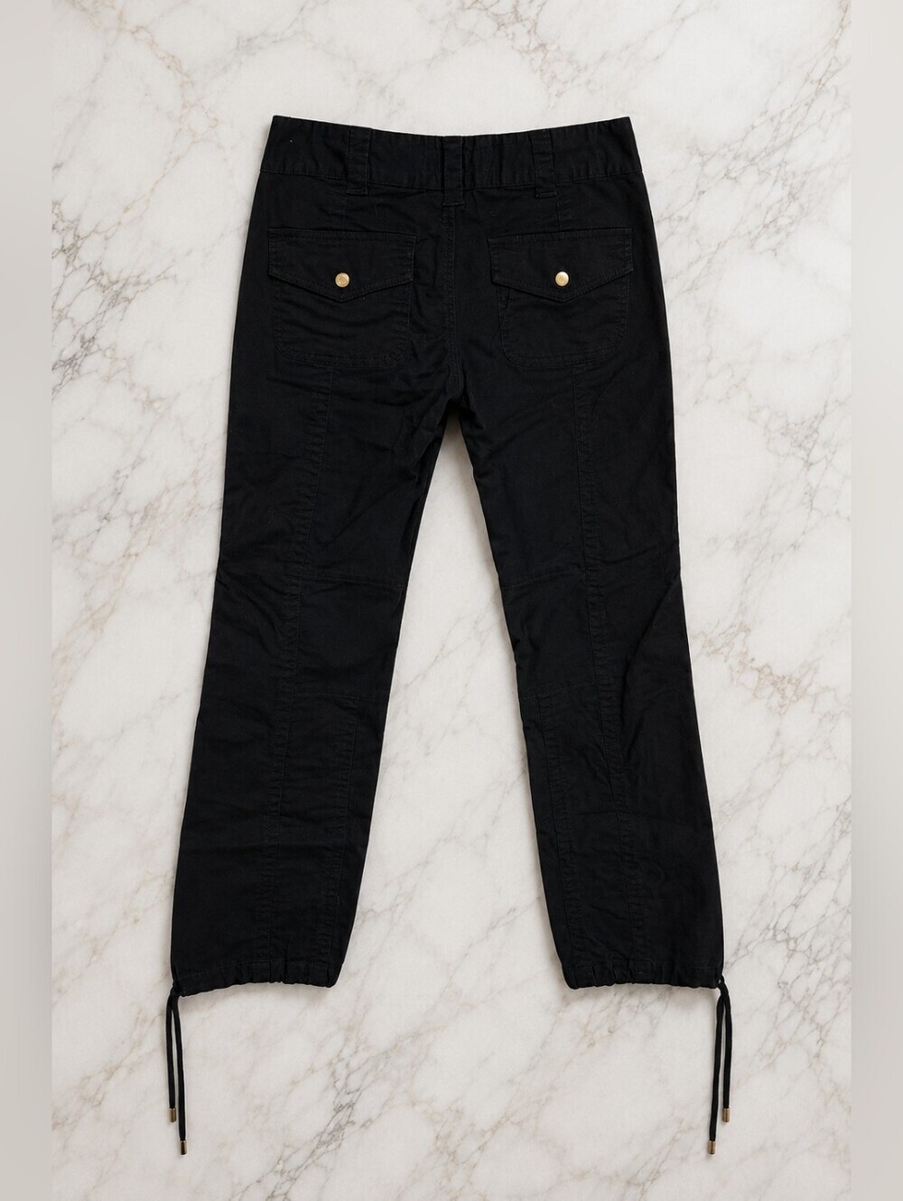 Baby Phat Ankle Drawstring Black Cotton Stretch Pants Women Size 5 / Waist 30 - Picture 2 of 16